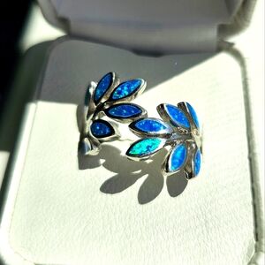 Elegant Australian Blue Opal Ring